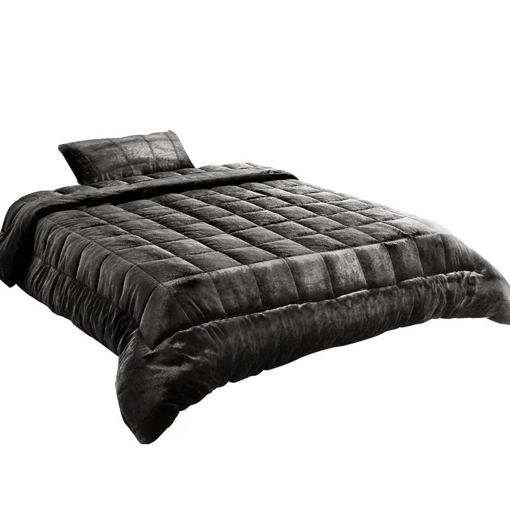 Giselle Bedding Faux Mink Quilt Single Size Charcoal - John Cootes