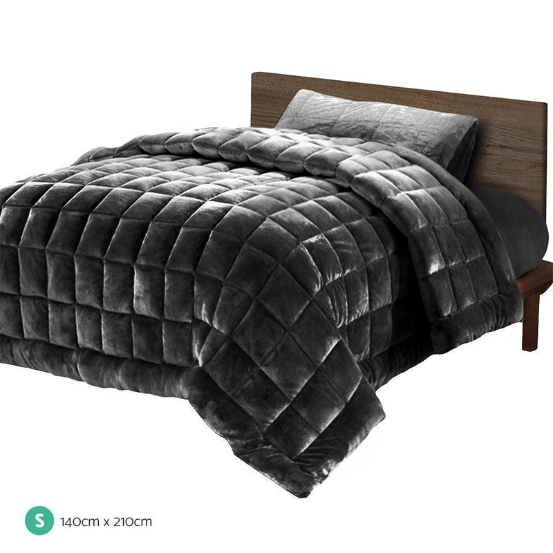 Giselle Bedding Faux Mink Quilt Single Size Charcoal - John Cootes