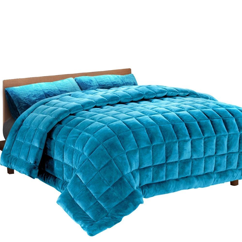 Giselle Bedding Faux Mink Quilt Super King Teal - John Cootes