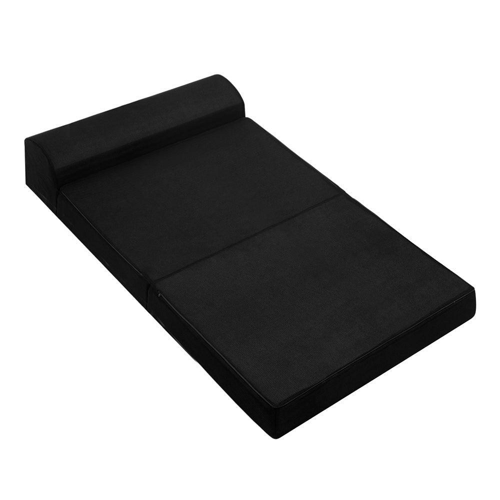 Giselle Bedding Folding Foam Mattress Portable Double Sofa Bed Mat Air Mesh Fabric Black - John Cootes