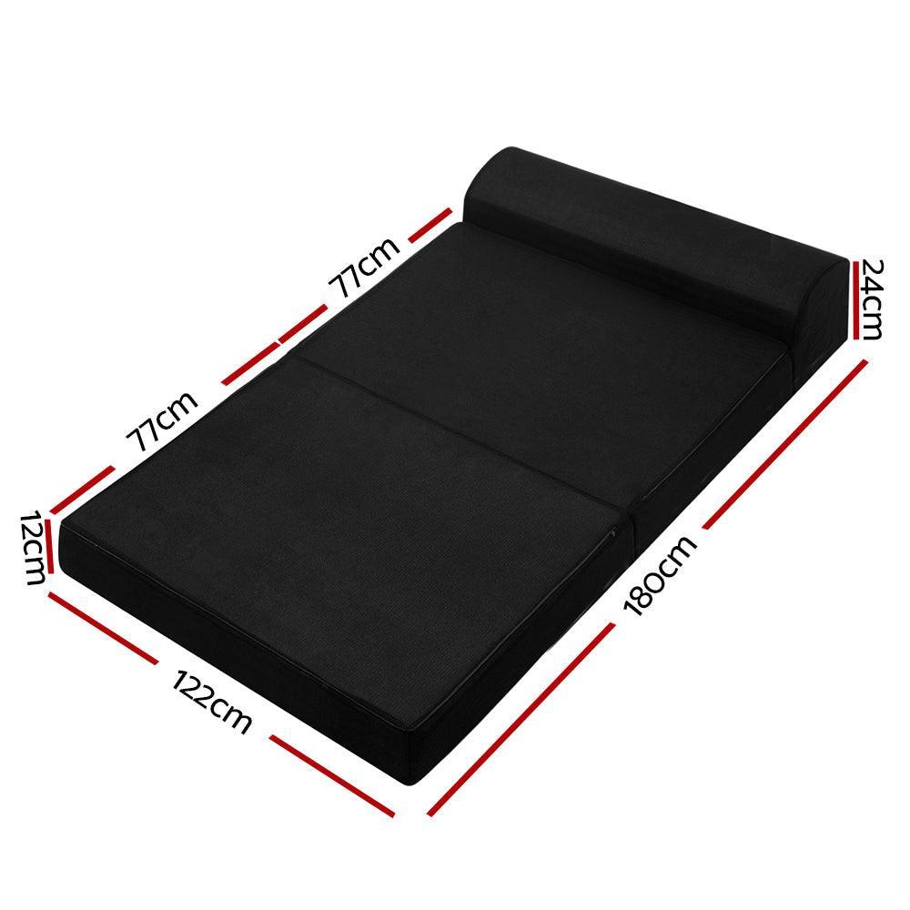 Giselle Bedding Folding Foam Mattress Portable Double Sofa Bed Mat Air Mesh Fabric Black - John Cootes