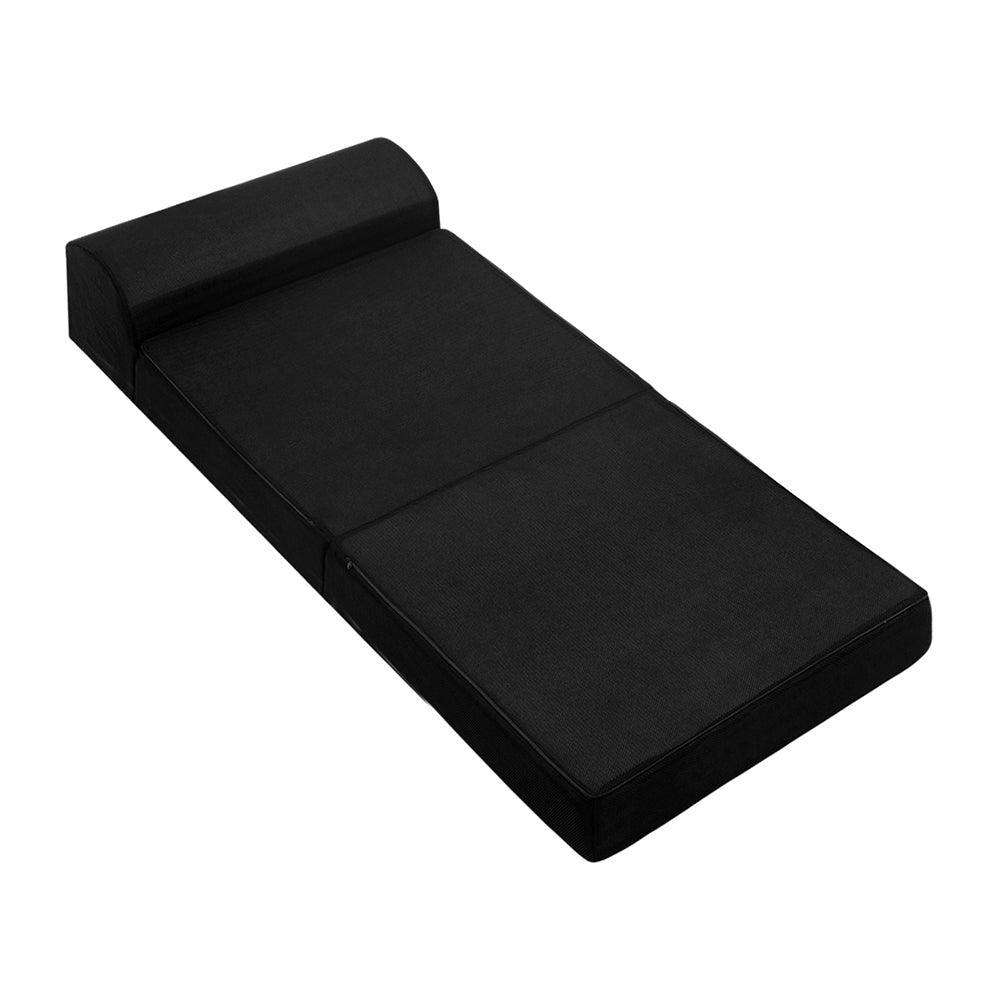 Giselle Bedding Folding Foam Mattress Portable Single Sofa Bed Mat Air Mesh Fabric Black - John Cootes