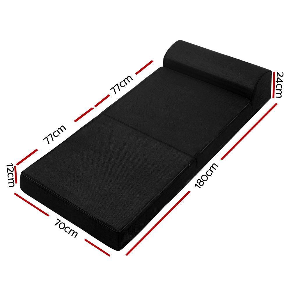 Giselle Bedding Folding Foam Mattress Portable Single Sofa Bed Mat Air Mesh Fabric Black - John Cootes