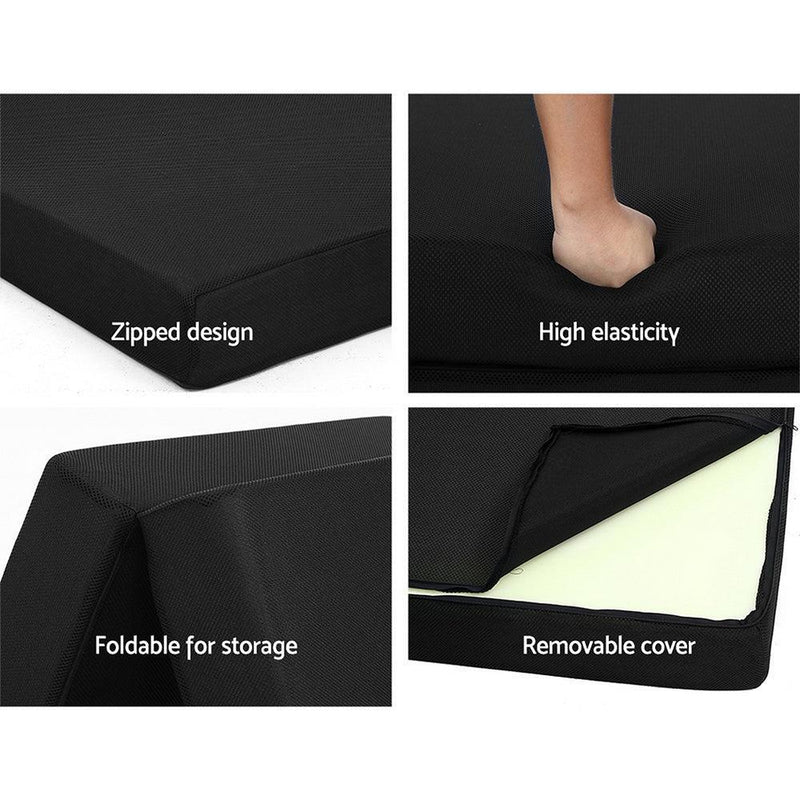 Giselle Bedding Folding Foam Mattress Portable Single Sofa Bed Mat Air Mesh Fabric Black - John Cootes