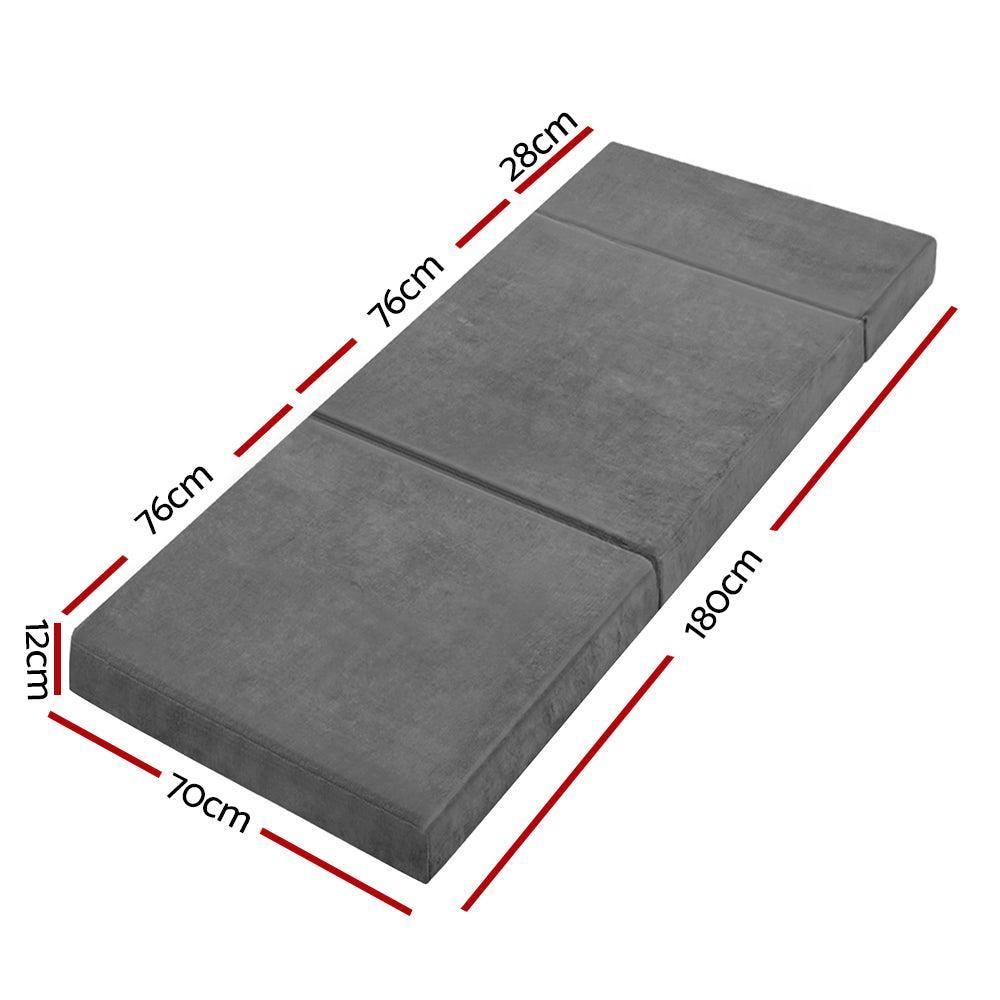 Giselle Bedding Folding Foam Portable Mattress Grey - John Cootes