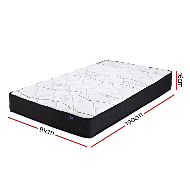 Giselle Bedding Glay Bonnell Spring Mattress 16cm Thick Single - John Cootes