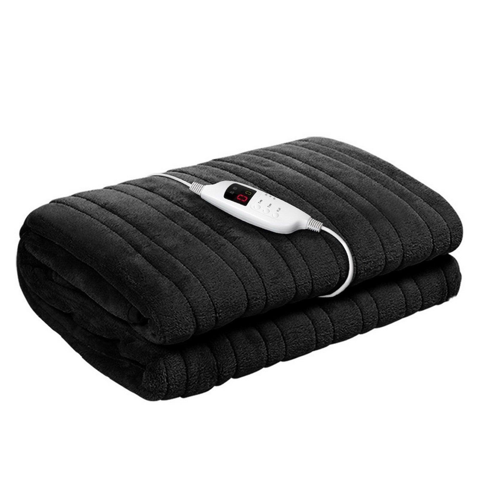 Giselle Bedding Heated Electric Throw Rug Fleece Sunggle Blanket Washable Charcoal - John Cootes