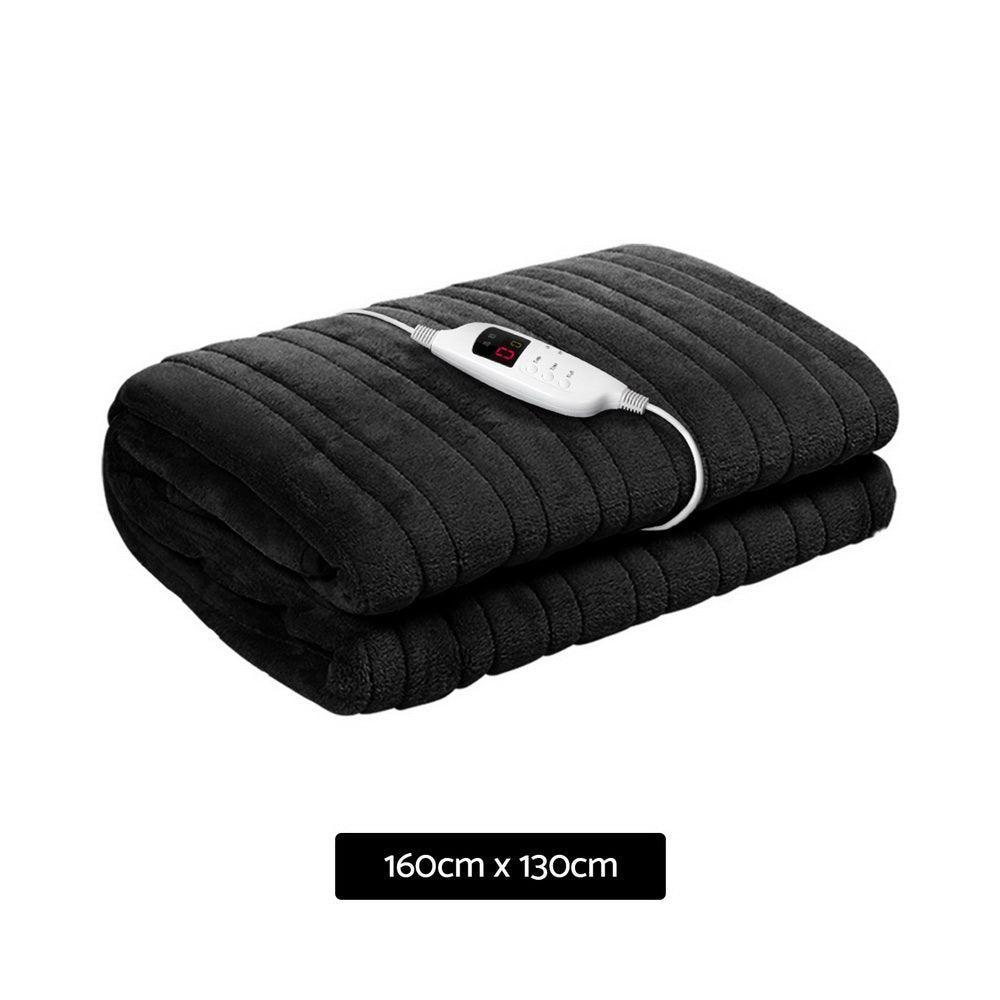 Giselle Bedding Heated Electric Throw Rug Fleece Sunggle Blanket Washable Charcoal - John Cootes