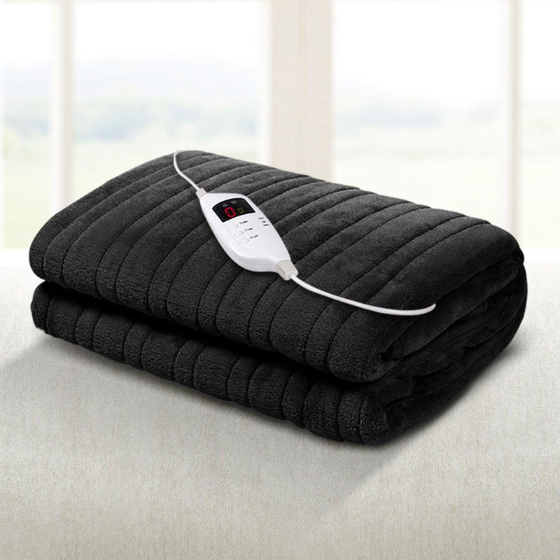 Giselle Bedding Heated Electric Throw Rug Fleece Sunggle Blanket Washable Charcoal - John Cootes