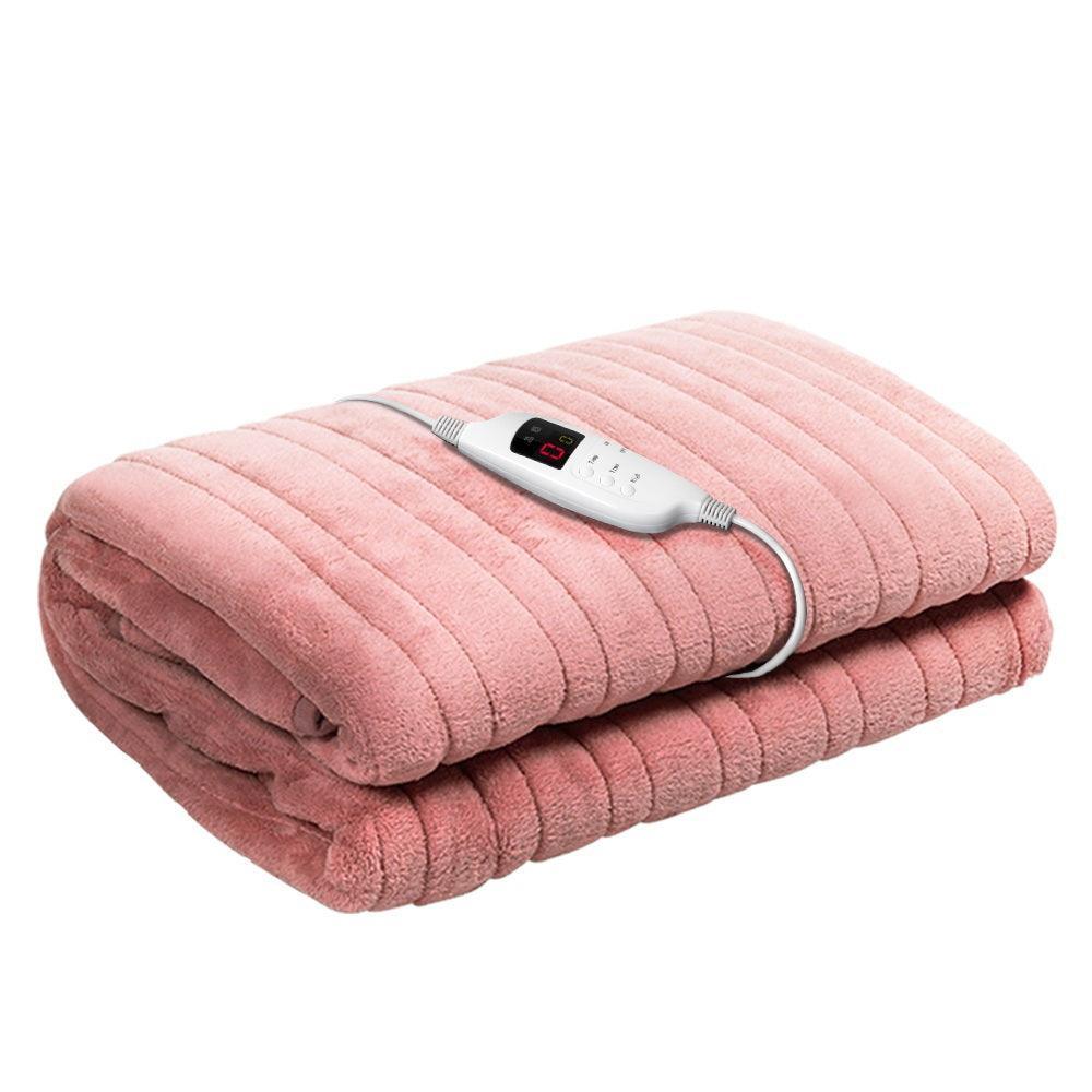 Giselle Bedding Heated Electric Throw Rug Fleece Sunggle Blanket Washable Pink - John Cootes