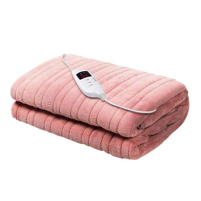 Giselle Bedding Heated Electric Throw Rug Fleece Sunggle Blanket Washable Pink - John Cootes