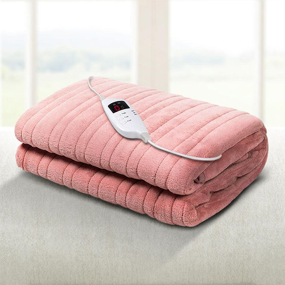 Giselle Bedding Heated Electric Throw Rug Fleece Sunggle Blanket Washable Pink - John Cootes