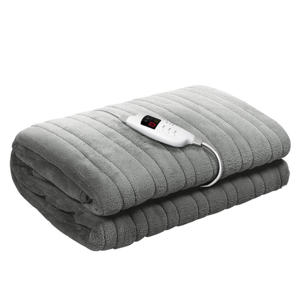 Giselle Bedding Heated Electric Throw Rug Fleece Sunggle Blanket Washable Silver - John Cootes