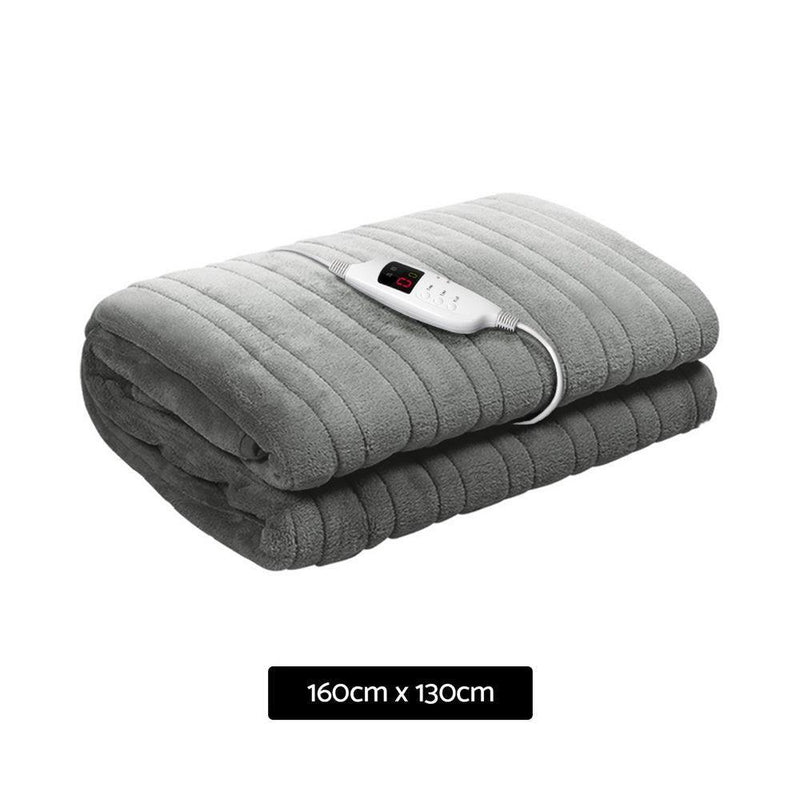 Giselle Bedding Heated Electric Throw Rug Fleece Sunggle Blanket Washable Silver - John Cootes