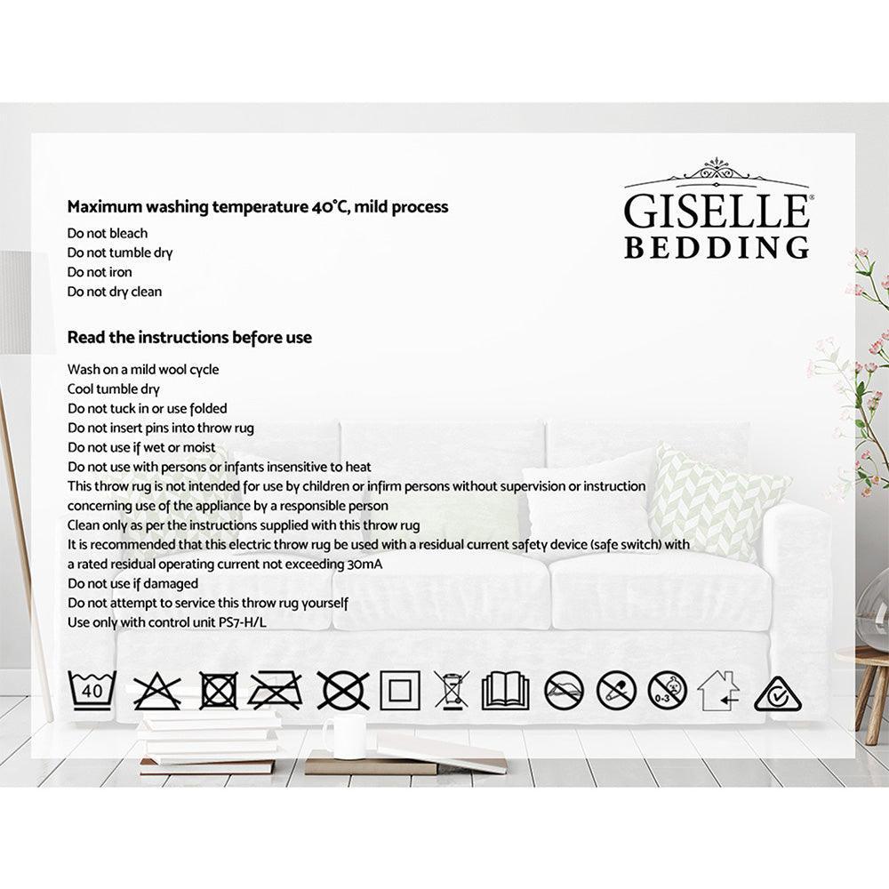 Giselle Bedding Heated Electric Throw Rug Fleece Sunggle Blanket Washable Silver - John Cootes