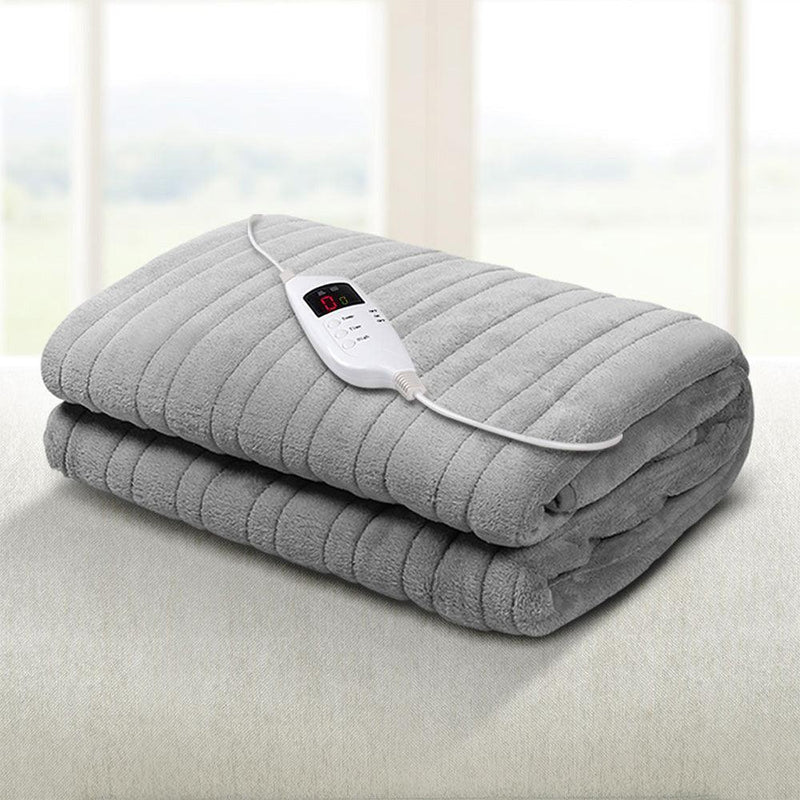 Giselle Bedding Heated Electric Throw Rug Fleece Sunggle Blanket Washable Silver - John Cootes