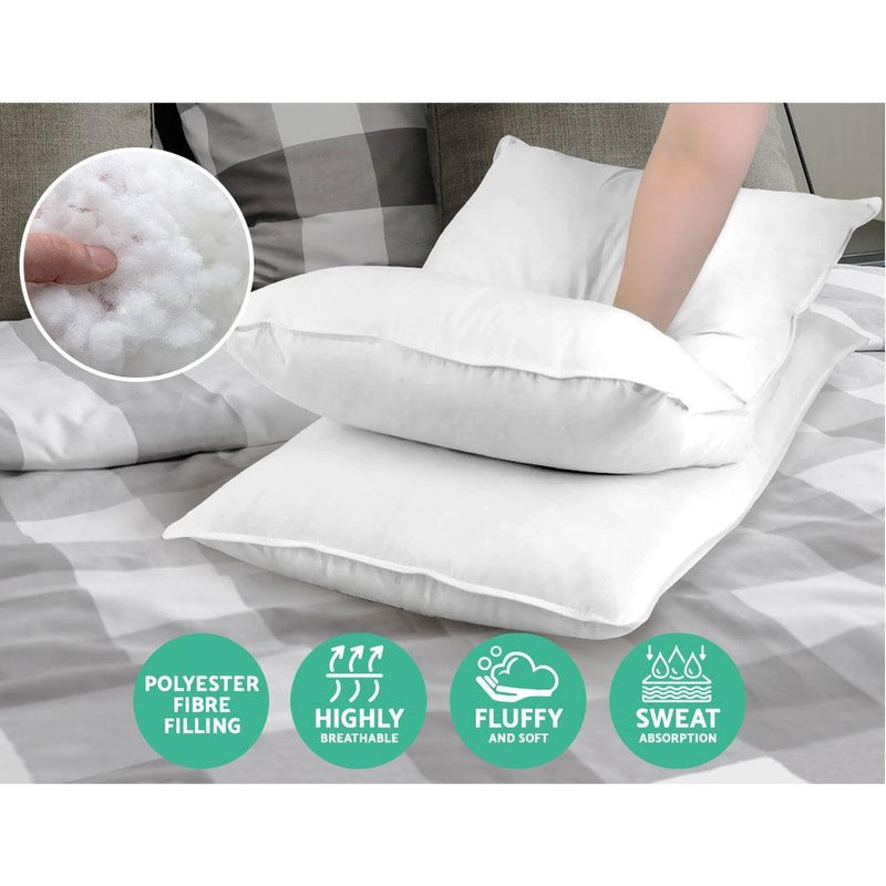 Giselle Bedding King Size 4 Pack Bed Pillow Medium*2 Firm*2 Microfibre Fiiling - John Cootes