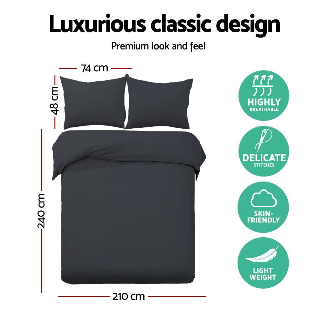 Giselle Bedding King Size Classic Quilt Cover Set - Black - John Cootes