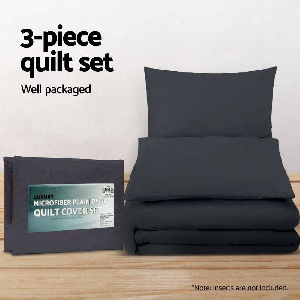 Giselle Bedding King Size Classic Quilt Cover Set - Black - John Cootes