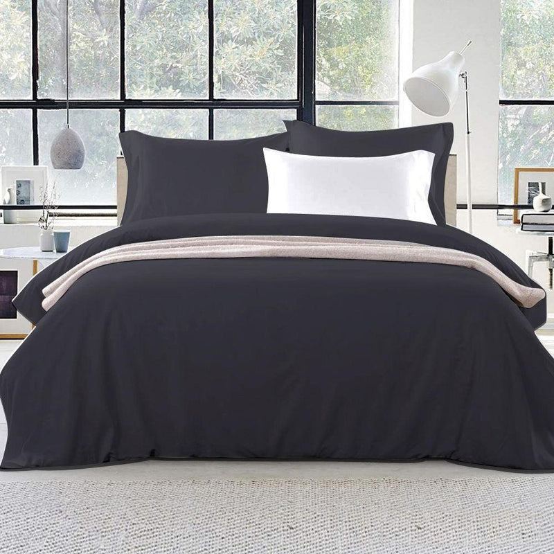 Giselle Bedding King Size Classic Quilt Cover Set - Black - John Cootes