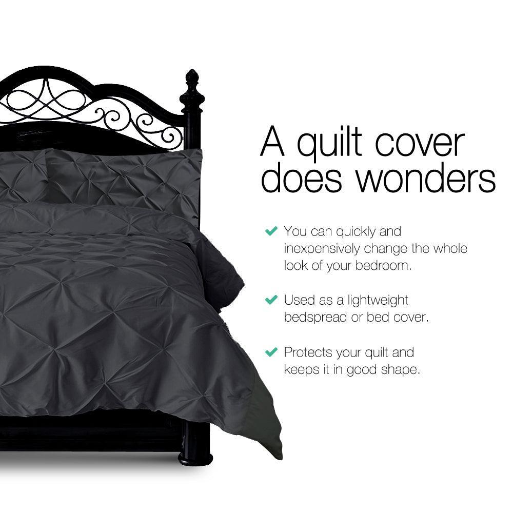 Giselle Bedding King Size Quilt Cover Set - Black - John Cootes