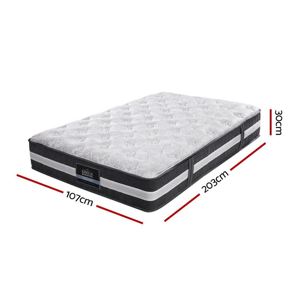 Giselle Bedding Lotus Tight Top Pocket Spring Mattress 30cm Thick - King Single - John Cootes