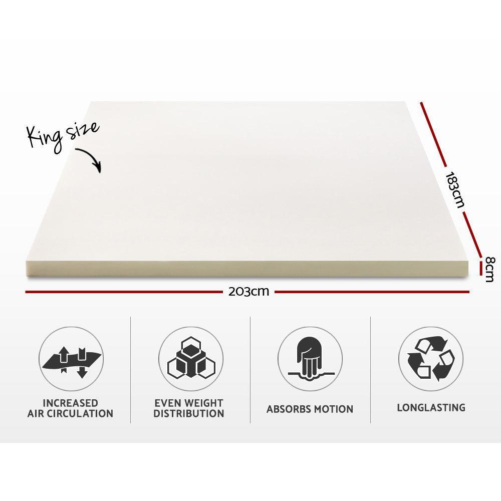 Giselle Bedding Memory Foam Mattress Topper w/Cover 8cm - King - John Cootes