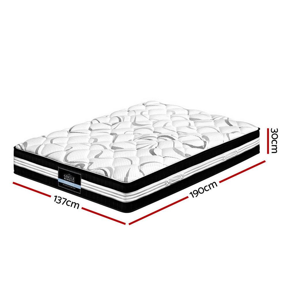 Giselle Bedding Mykonos Euro Top Pocket Spring Mattress 30cm Thick Double - John Cootes