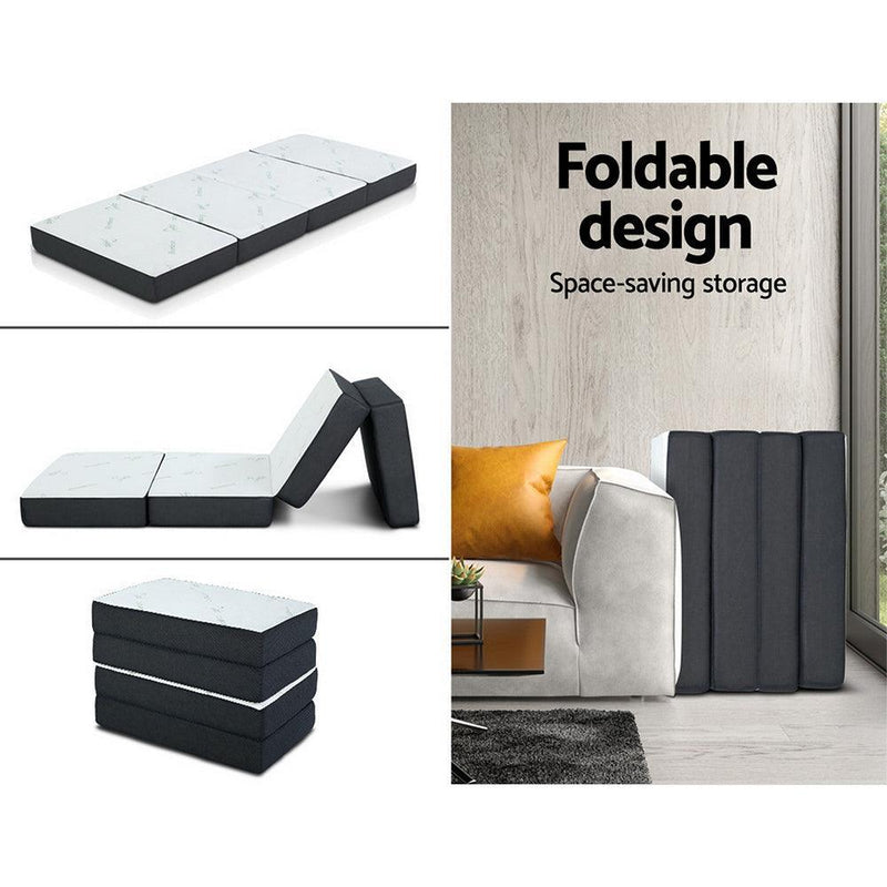 Giselle Bedding Portable Mattress Folding Foldable Foam Floor Bed Tri Fold 180cm - John Cootes