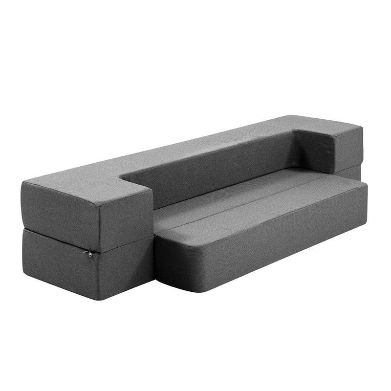 Giselle Bedding Portable Sofa Bed Folding Mattress Lounger Chair Ottoman Grey - John Cootes