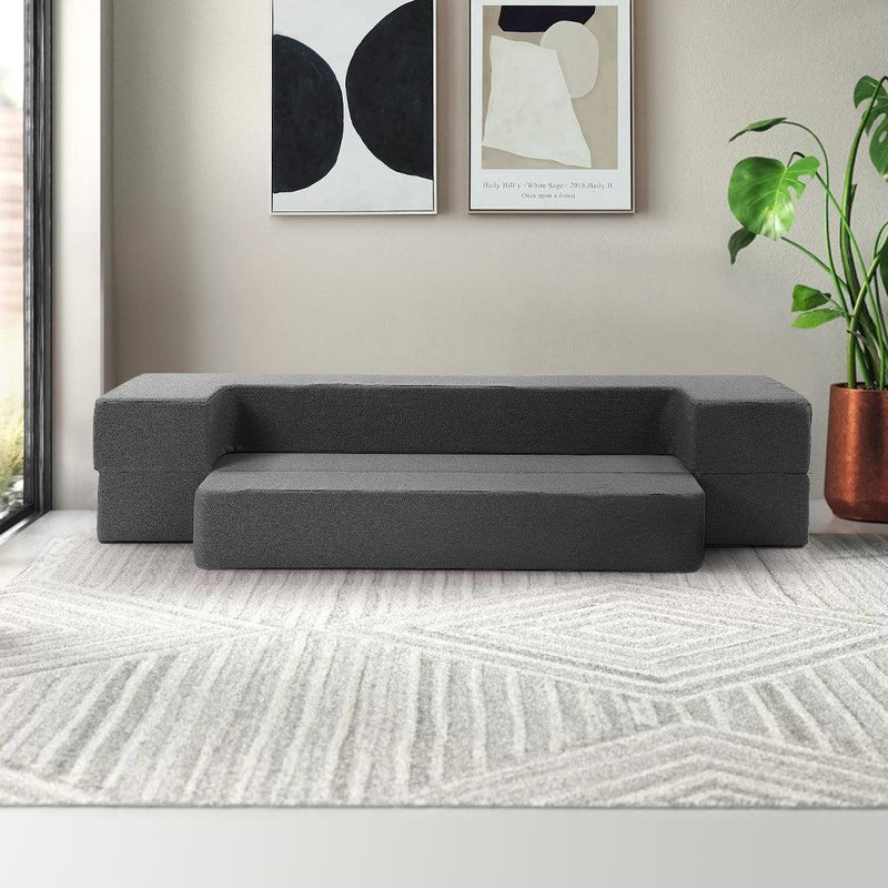 Giselle Bedding Portable Sofa Bed Folding Mattress Lounger Chair Ottoman Grey - John Cootes