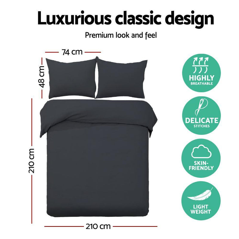 Giselle Bedding Queen Size Classic Quilt Cover Set - Black - John Cootes