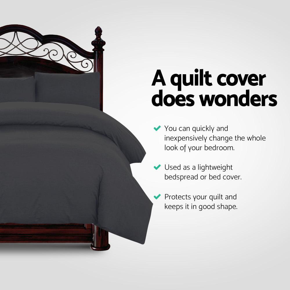 Giselle Bedding Queen Size Classic Quilt Cover Set - Black - John Cootes