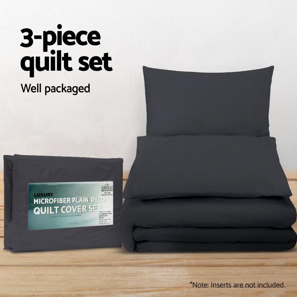 Giselle Bedding Queen Size Classic Quilt Cover Set - Black - John Cootes