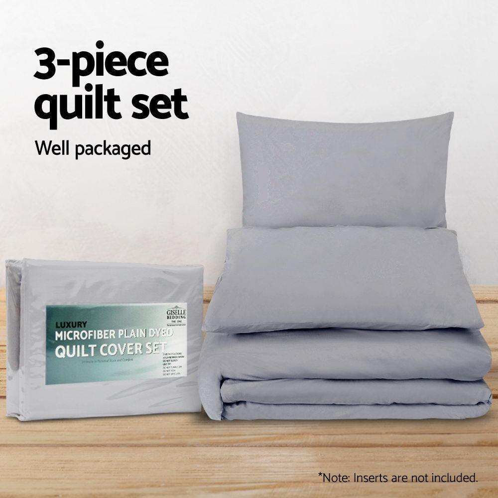 Giselle Bedding Queen Size Classic Quilt Cover Set - Grey - John Cootes