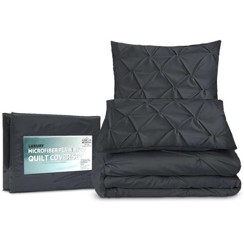 Giselle Bedding Queen Size Quilt Cover Set - Black - John Cootes