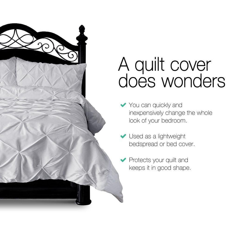 Giselle Bedding Queen Size Quilt Cover Set - Grey - John Cootes