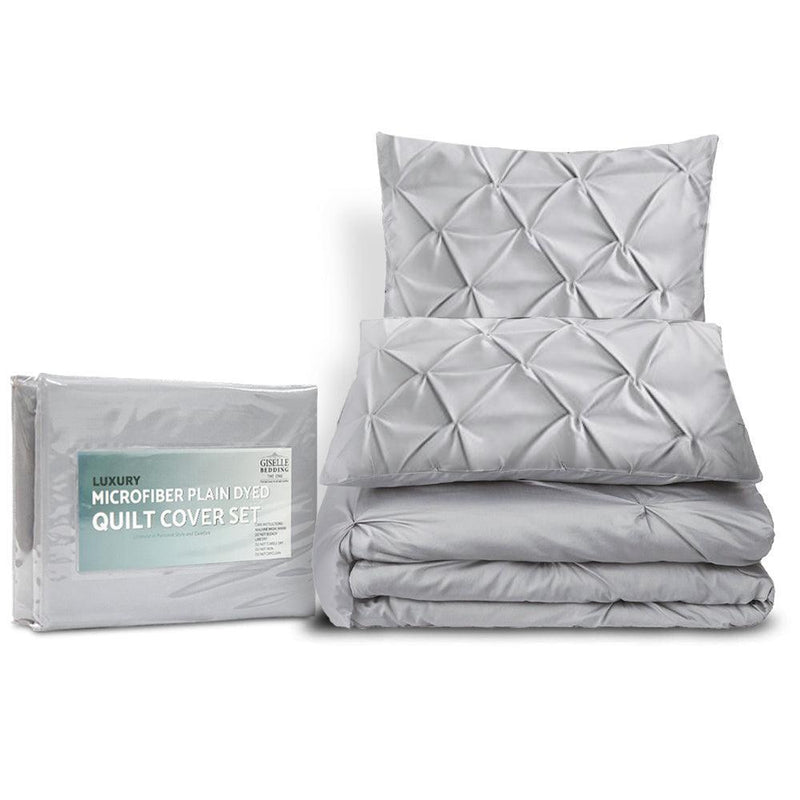 Giselle Bedding Queen Size Quilt Cover Set - Grey - John Cootes