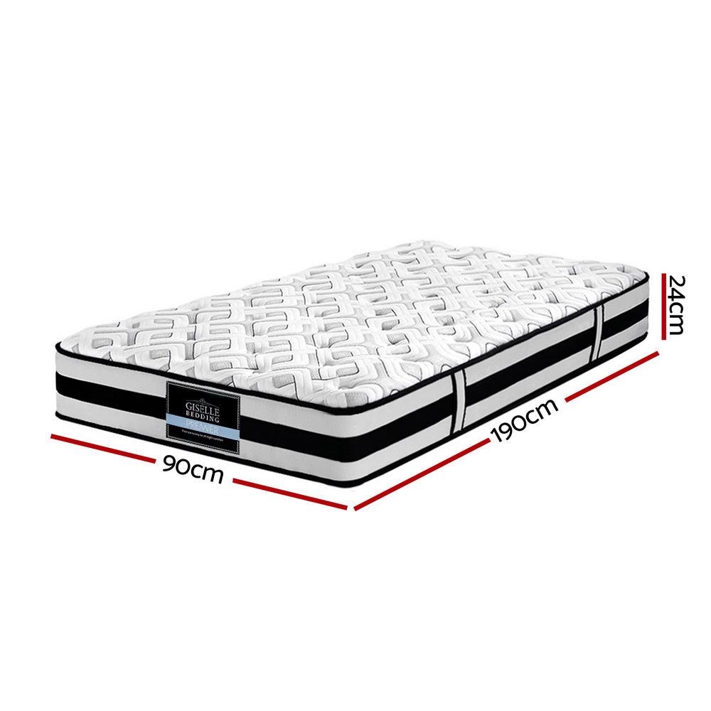 Giselle Bedding Rumba Tight Top Pocket Spring Mattress 24cm Thick Single - John Cootes