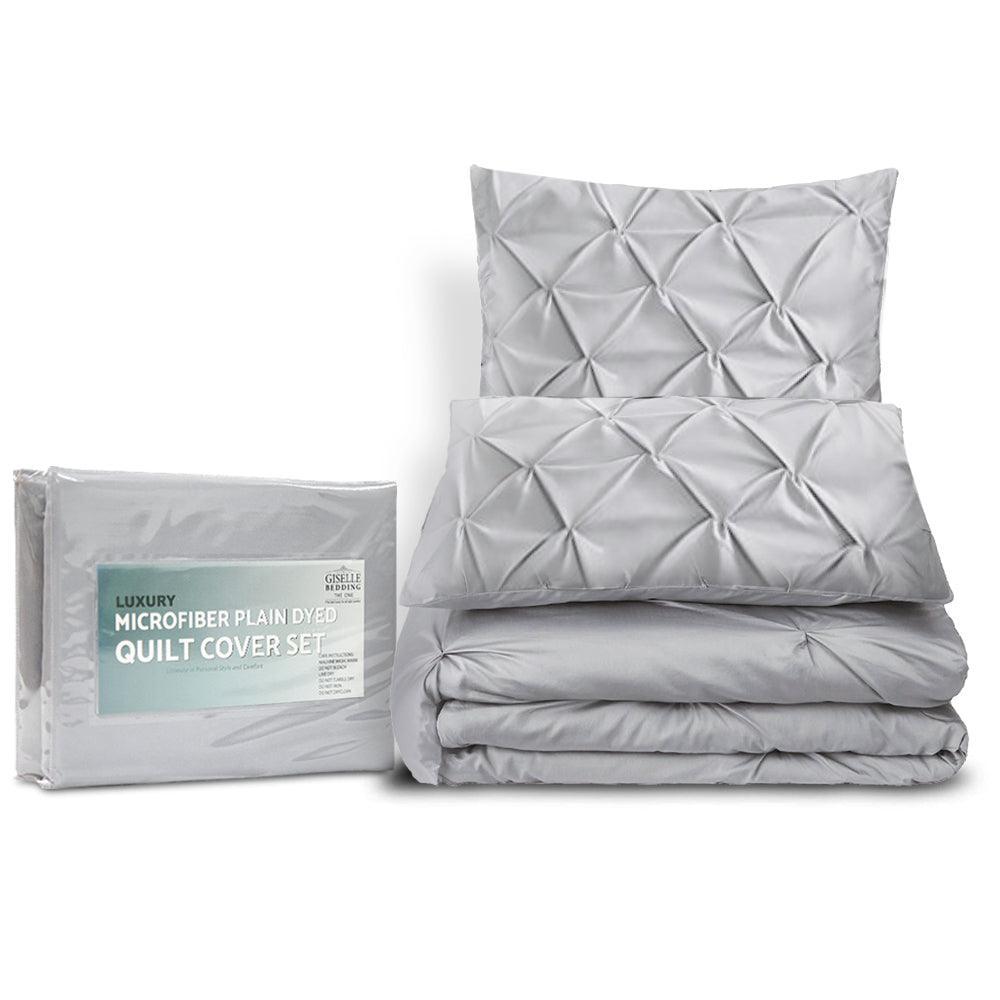 Giselle Bedding Super King Size Quilt Cover Set - Grey - John Cootes