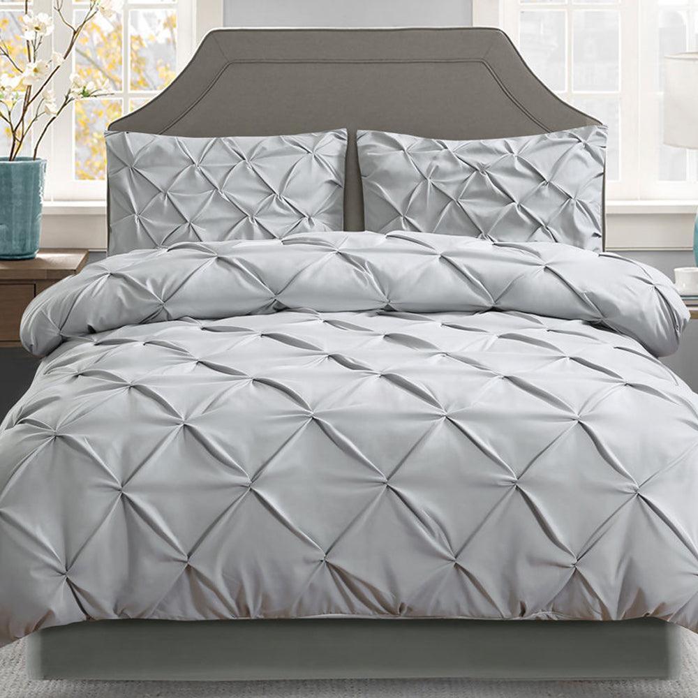 Giselle Bedding Super King Size Quilt Cover Set - Grey - John Cootes