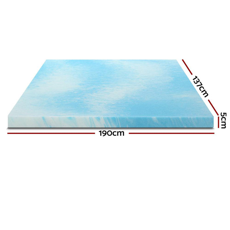 Giselle Cool Gel Memory Foam Topper Mattress Toppers w/ Bamboo Cover 5cm DOUBLE - John Cootes