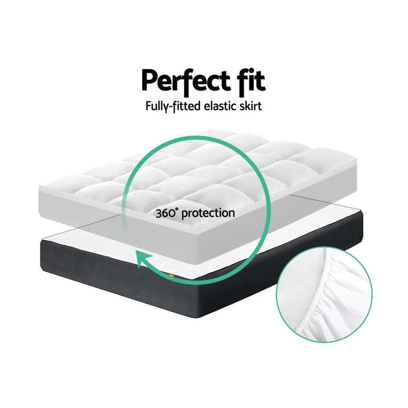 Giselle King Single Mattress Topper Pillowtop 1000GSM Microfibre Filling Protector - John Cootes