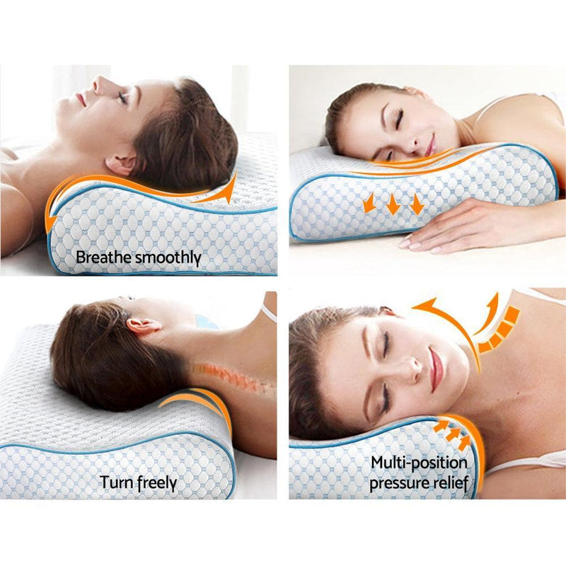 Giselle Memory Foam Pillow Ice Silk Cover Contour Pillows Cool Cervical Support - John Cootes