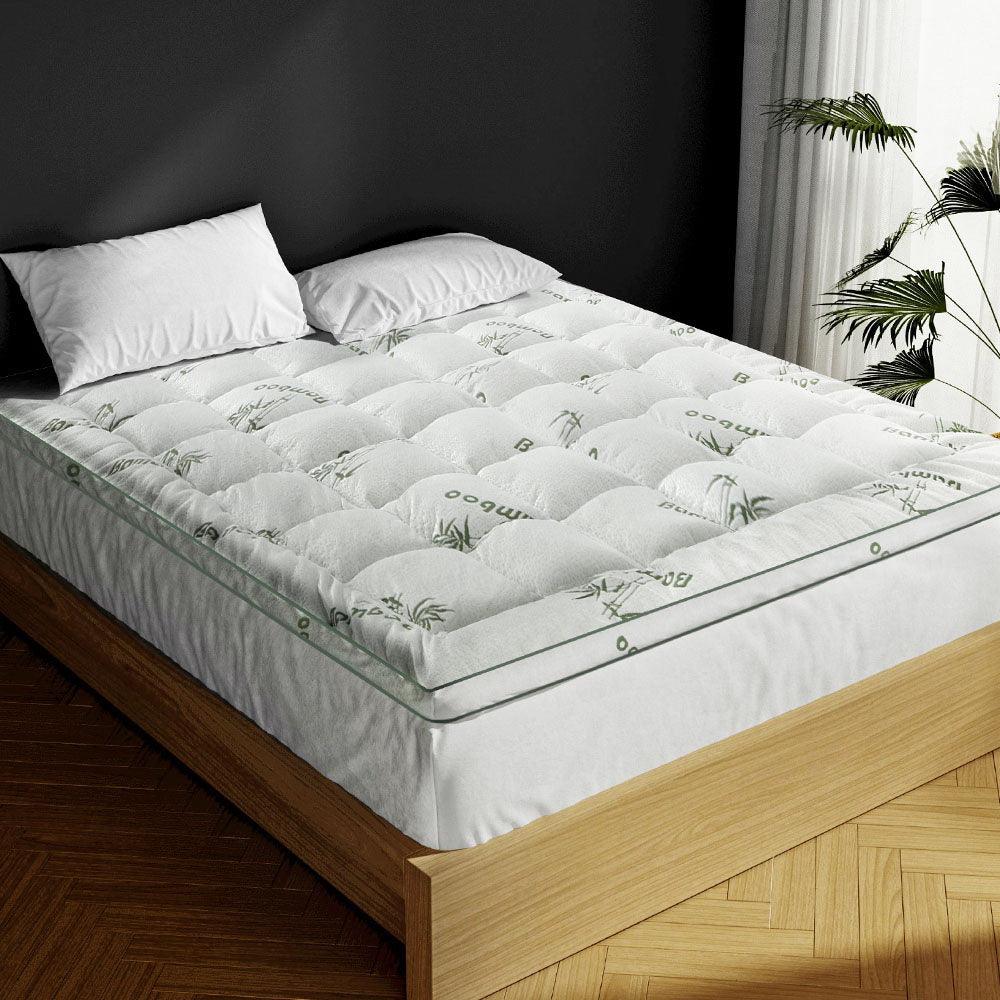 Giselle Pillowtop Topper Mattress Toppers Bamboo Fabric Fibre Bed Pad Protector - John Cootes