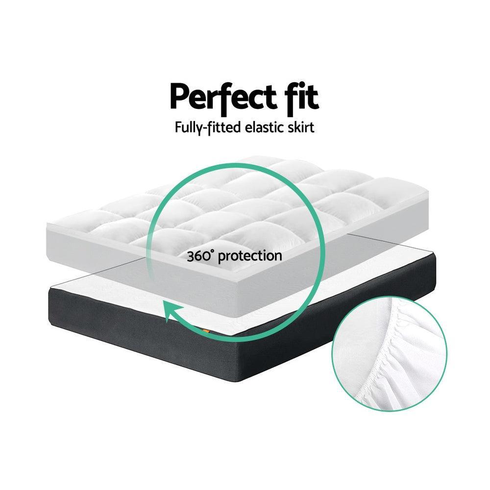 Giselle Queen Mattress Topper Pillowtop 1000GSM Microfibre Filling Protector - John Cootes