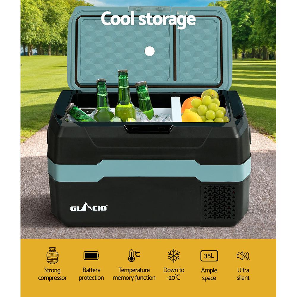 Glacio 35L Portable Fridge Freezer Fridges Cooler Camping 12V/24V/240V Caravan - John Cootes