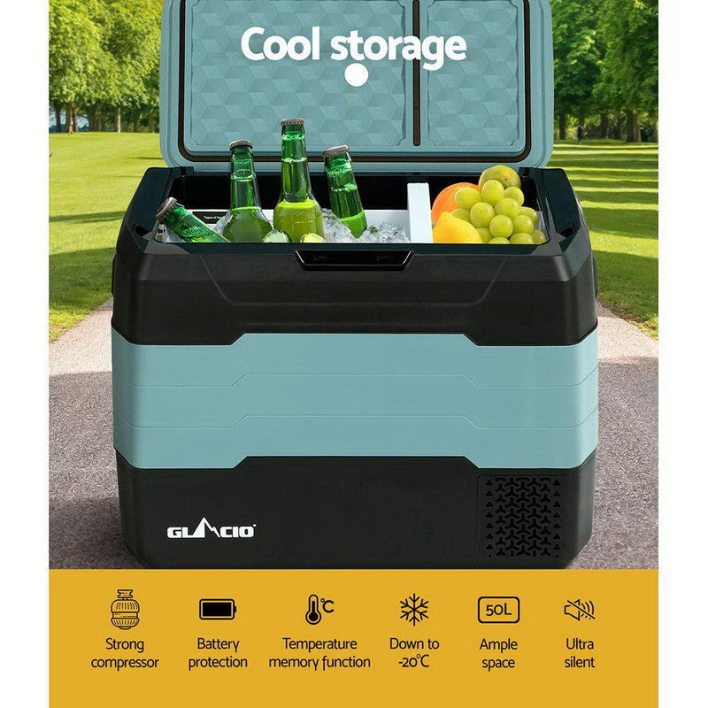 Glacio 50L Portable Fridge Freezer Fridges Cooler Camping 12V/24V/240V Caravan - John Cootes