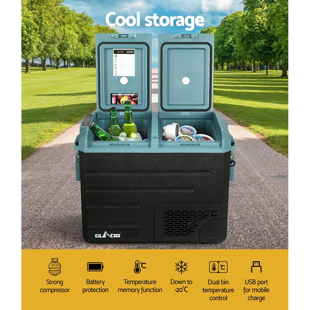 Glacio 50L Portable Fridge Freezer Fridges Cooler Camping 12V/24V/240V Caravan - John Cootes