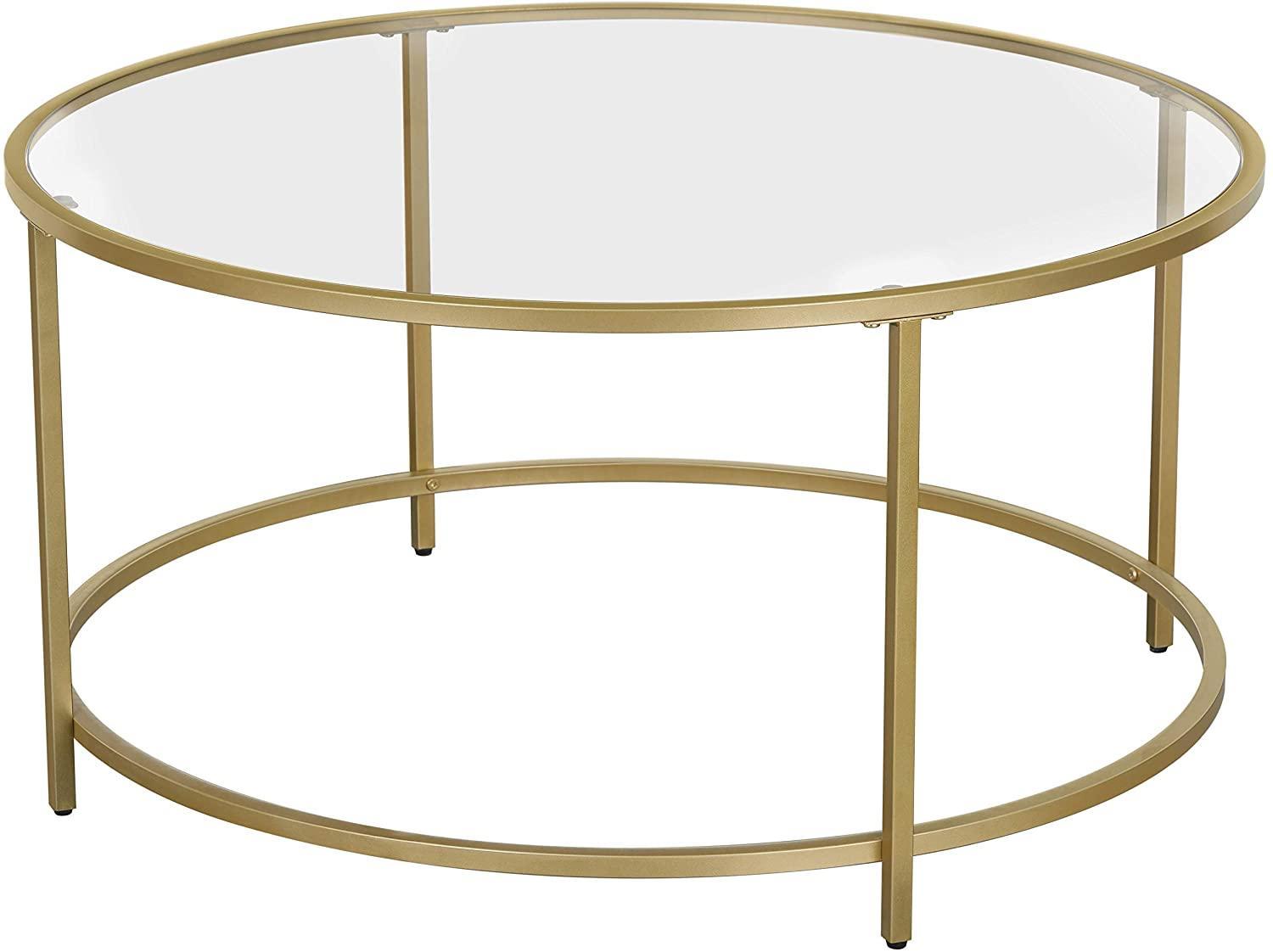 Gold Glass Table with Golden Iron Frame Stable and Robust Tempered Glass - John Cootes